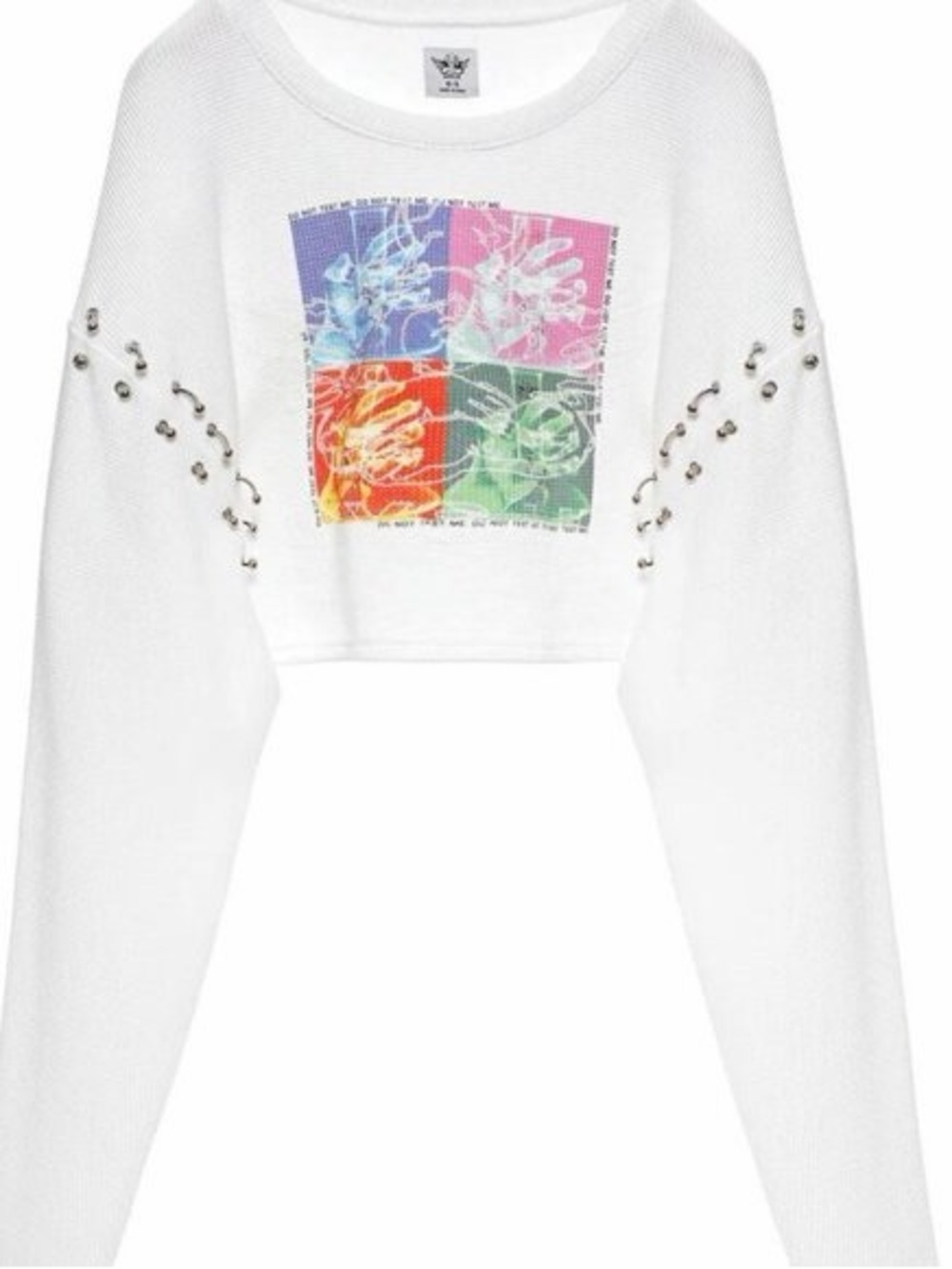 NWT Boys Lie "Don't Test Me" thermal waffle knit crop top with silver hardware - Picture 2 of 8